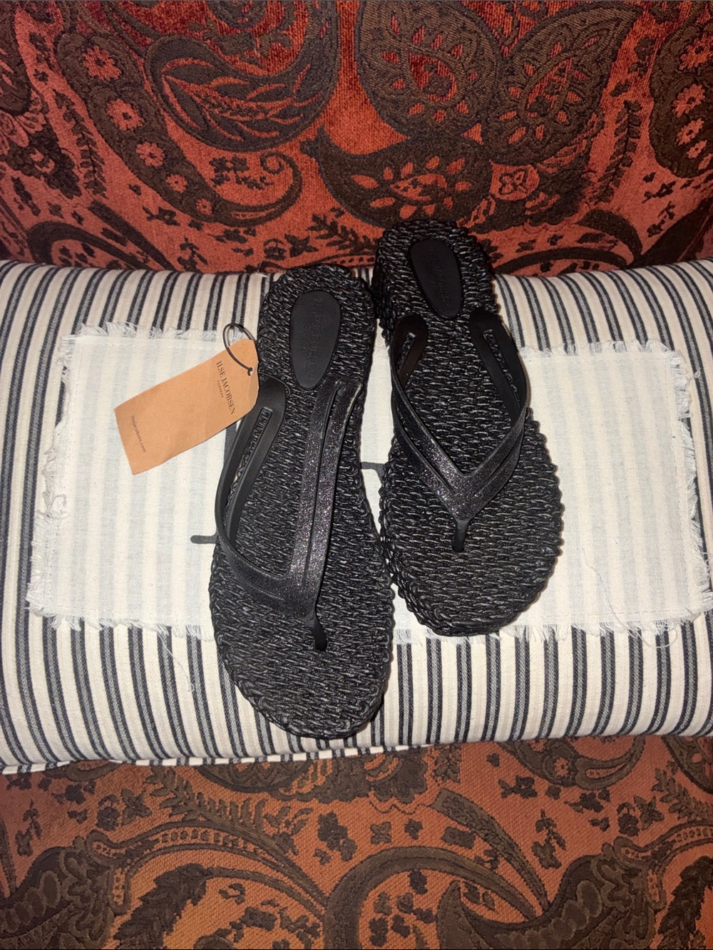 Ilse Jacobsen Black Woven Flip-Flop Sandals for Women